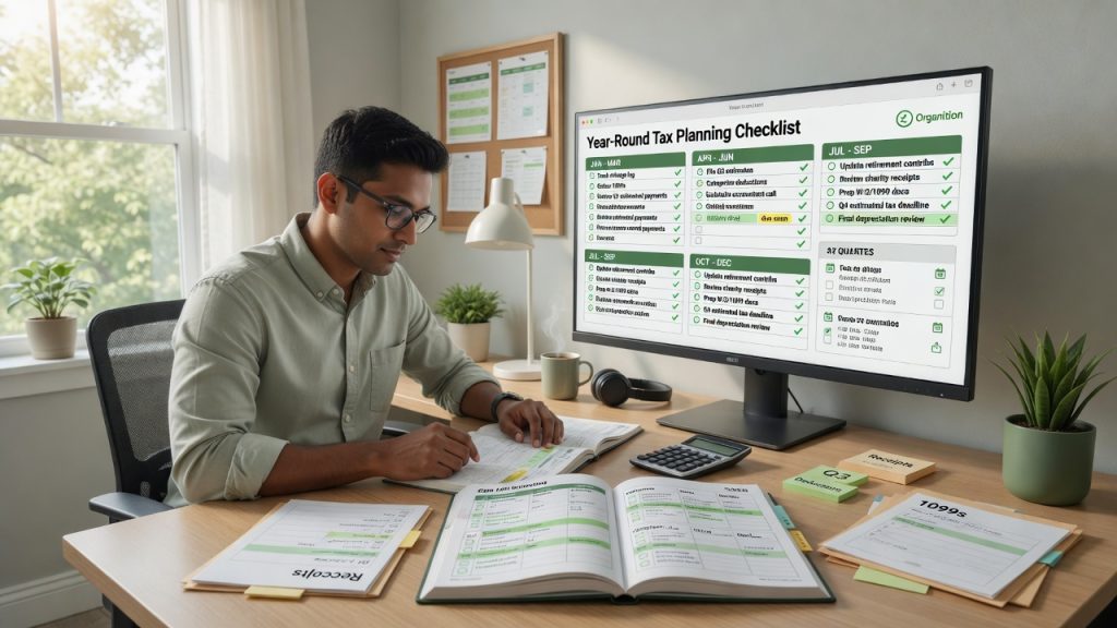 Year-Round Tax Planning Checklist for Freelancers Year round tax planning calendar for freelancers organized by month