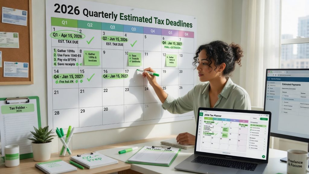 Quarterly Estimated Tax Deadlines 2026: A Complete Guide Quarterly estimated tax deadlines for 2026 marked on wall calendar