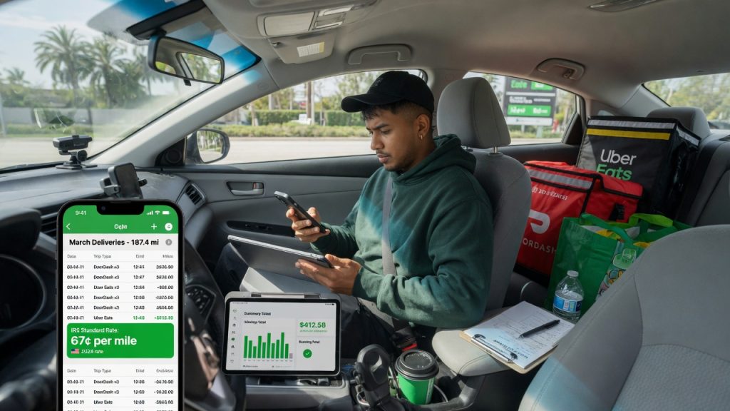 Mileage Deduction for Uber, DoorDash & Delivery Drivers: Complete Guide DoorDash driver tracking mileage deduction on phone for tax write off